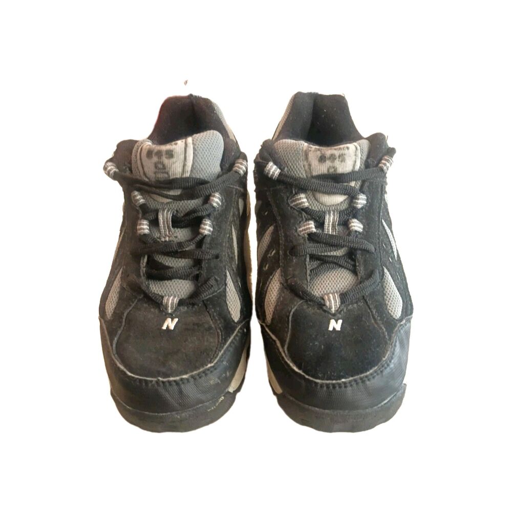 Vintage New Balance 645 Black Grey Kids Hiking Running Shoes Suede Size 2.5 - Picture 4 of 10